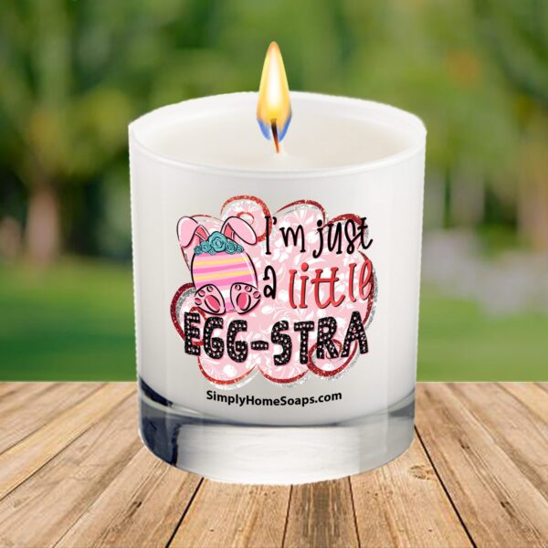 The I’m Just a Little Egg-stra Soy Candle.