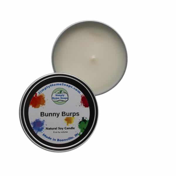 The Bunny Burps Tin Candle.